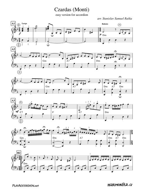 Czardas (Monti) - easy version for accordion
