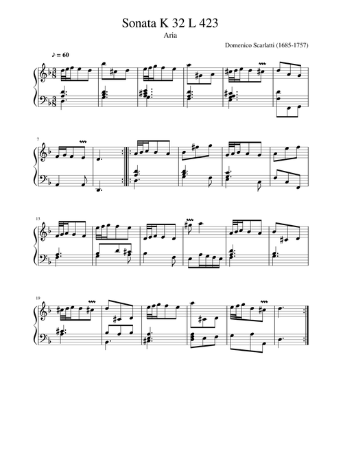 Domenico Scarlatti Sonata K 32 L 423
