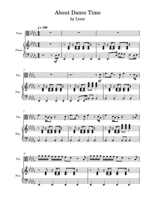 About Damn Time (Arr. Anya Alston) - Lizzo (Viola and Piano)