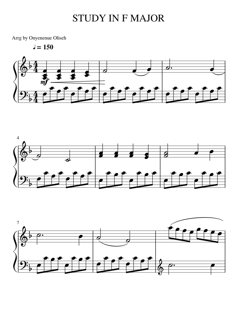 STUDY IN F MAJOR Sheet music for Piano (Solo) Easy | Musescore.com