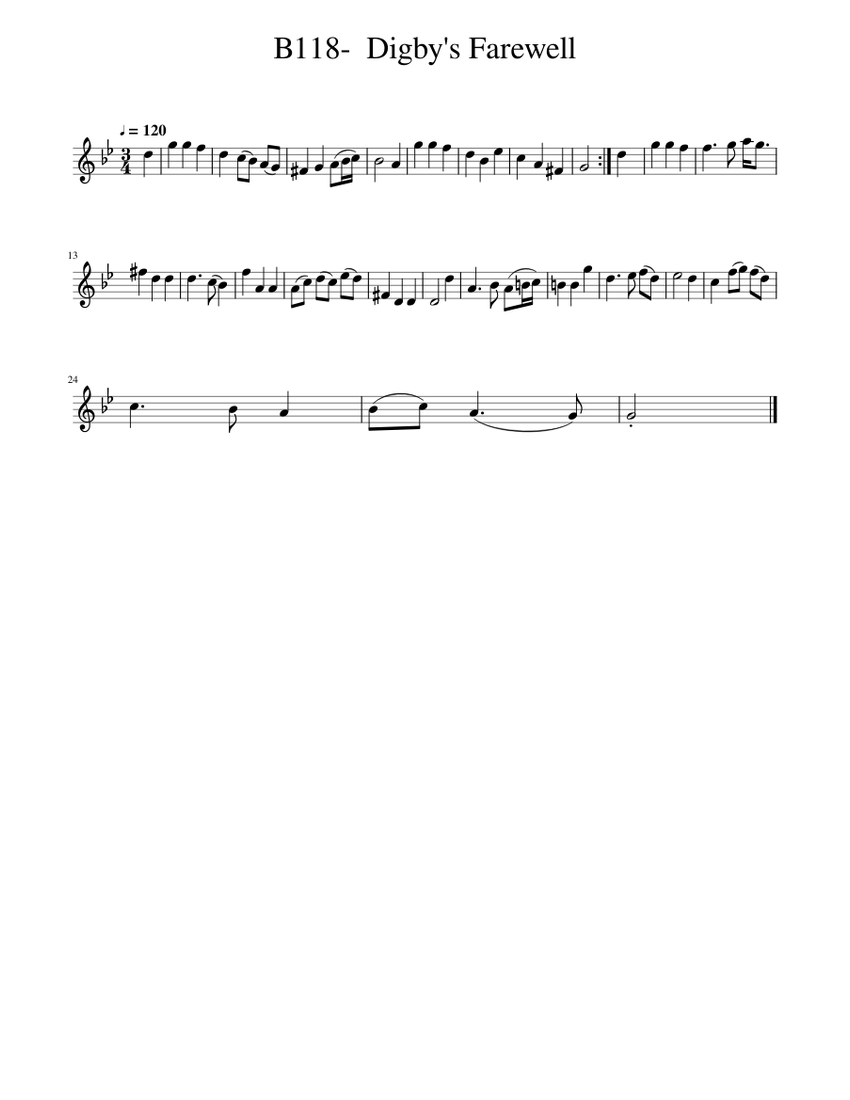 B118- Digby's Farewell Sheet music for Piano (Solo) | Musescore.com