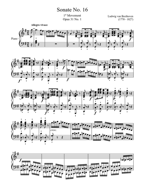 Sonate No. 16, 1st Movement