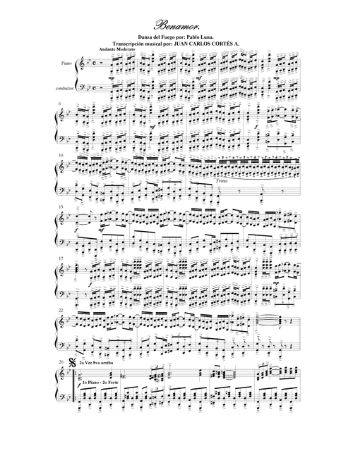 Benamor - Danza del Fuego. Por Pablo Luna Carné (Arr. Juan Carlos Cortés Aguirre) (Piano Solo)