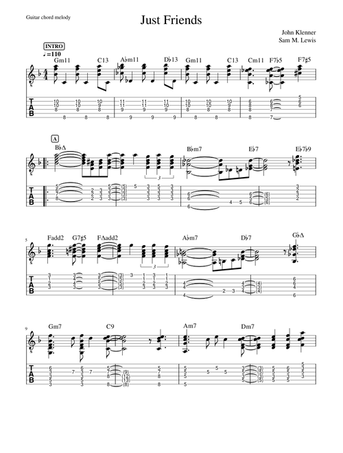 Just Friends (guitar chord melody)