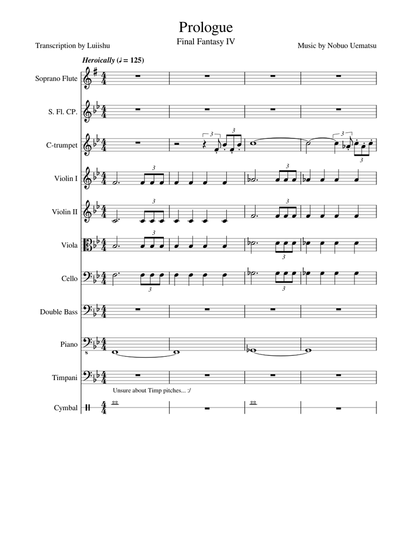 Final Fantasy IV - 05 - Prologue (Nobuo Uematsu) Sheet Music for