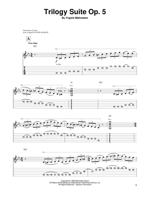 Trilogy Suite Op. 5 - Yngwie Malmsteen (Guitar Tab Play-Along)