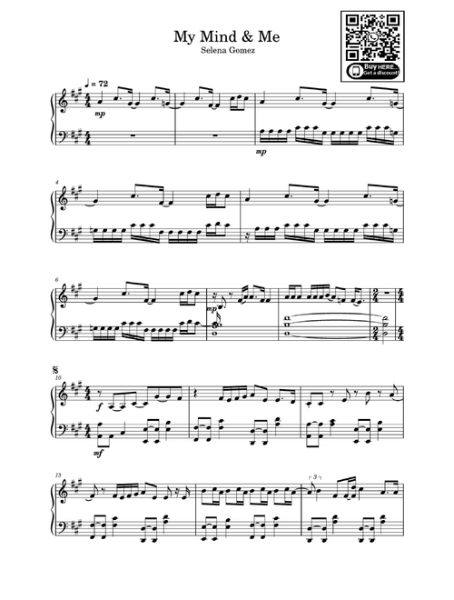 My Mind & Me (Arr. eduardo) - Selena Gomez (Easy Piano)