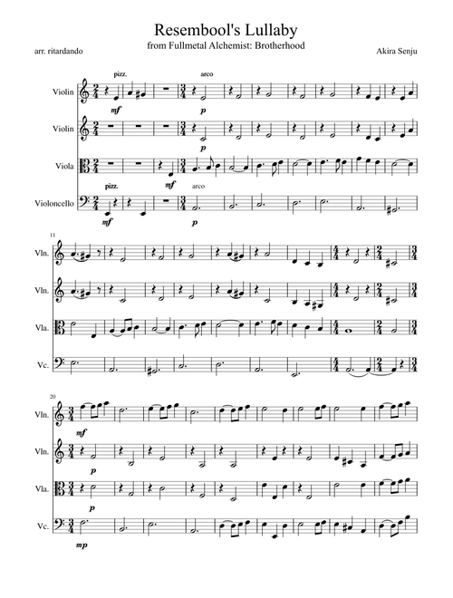 Resembool's Lullaby | Fullmetal Alchemist (string quartet)