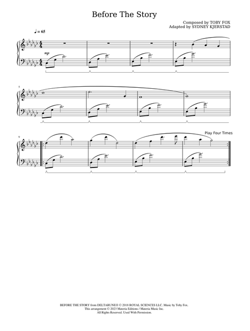 Before the Story (DELTARUNE Chapter 2 Piano Score) - Toby Fox