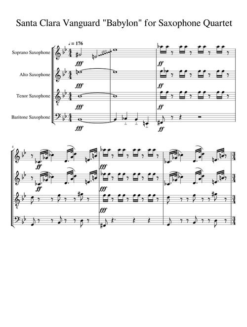 --WIP--Santa Clara Vanguard Babylon for Saxophone Quartet