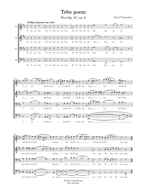 Tebe poem – Pavel Chesnokov TTBB
