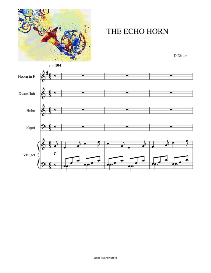 THE ECHO HORN Sheet music for Piano, Flute, Oboe, Bassoon & more