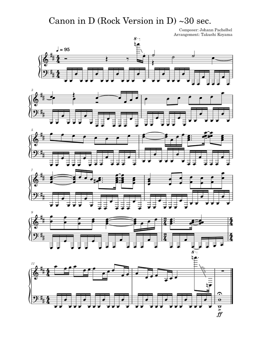 Canon in D (Rock Version in D) ~30 sec. - Takushi Koyama (arrangement ...