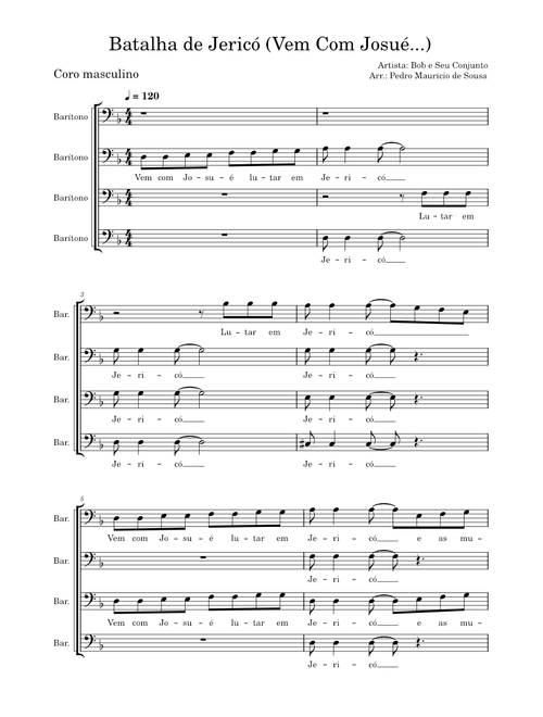 Batalha de Jericó (Vem Com Josué Lutar em Jericó) - Coro Masculino Barítono