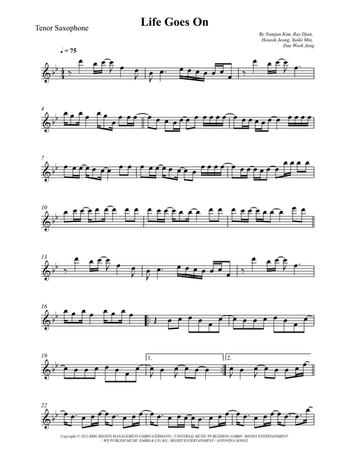 Life Goes On (Arr. Wesley S. SIlva) - August D (Tenor Sax Solo)