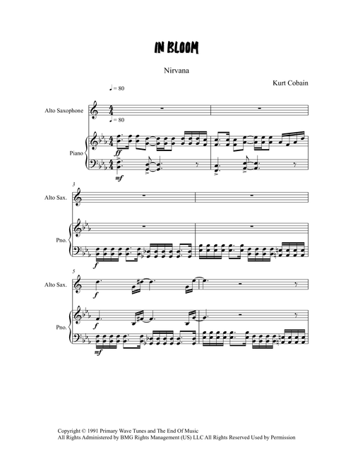 In Bloom (Arr. Grant Golding) - Nirvana (Alto Sax and Piano)
