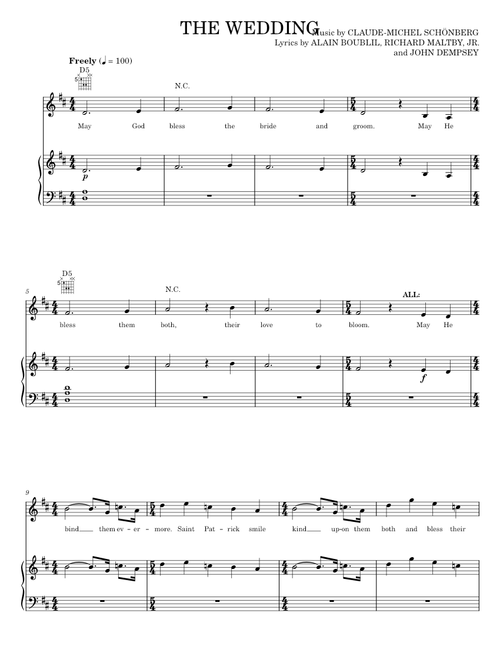 The Wedding - Claude-Michel Schonberg (Piano-Vocal-Guitar)