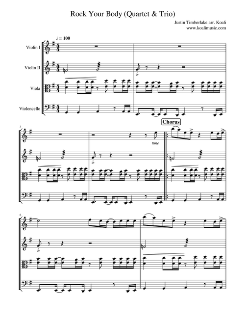 Rock Your Body (Arr. KoaliMusic) - Justin Timberlake (String Quartet)