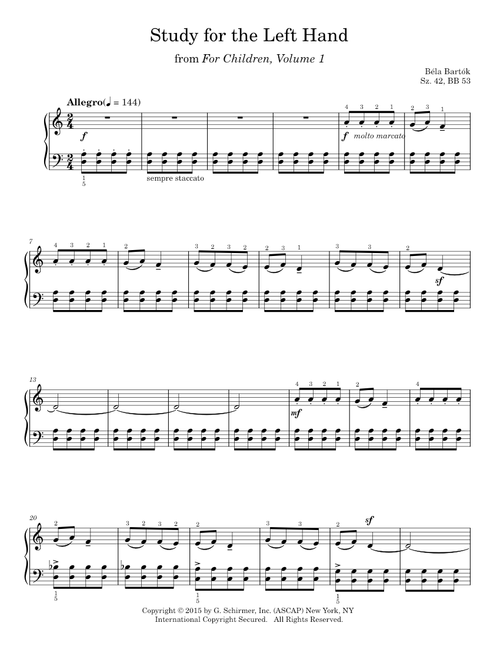 Study for the left hand - Béla Bartók (Piano Solo)