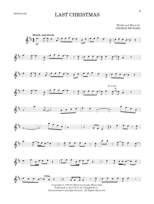 Last Christmas - Wham! (Tenor Sax Solo)