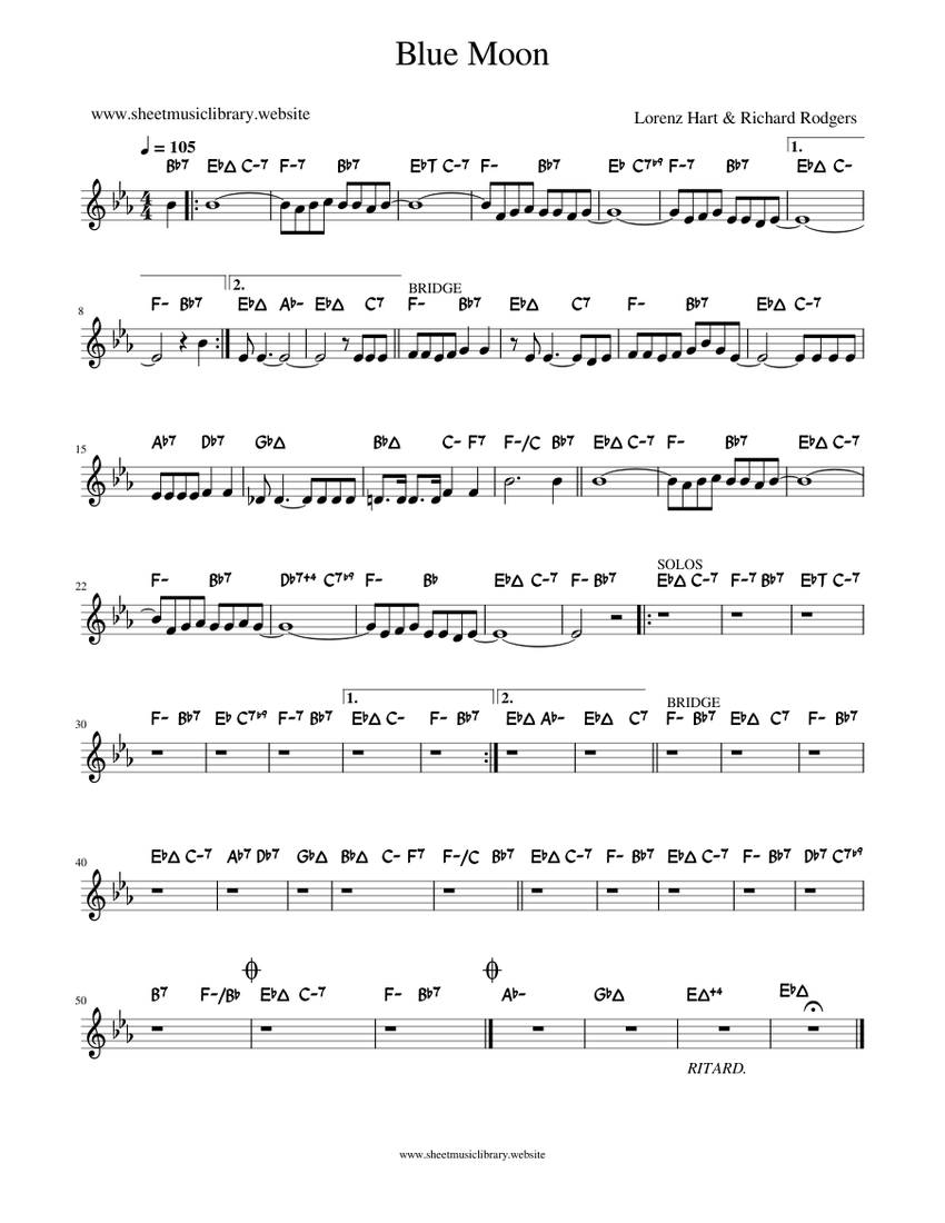 Blue Moon (Jazz Play Along) Richard Rodgers and Lorenz Hart Sheet