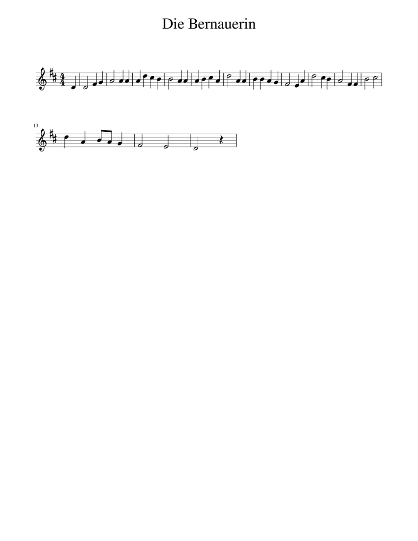 Die Bernauerin Sheet music for Piano (Solo) Easy