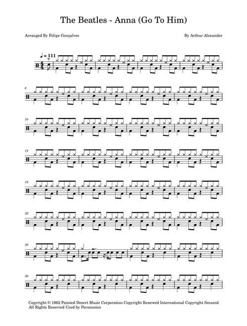 Anna (Go To Him) (Arr. The Ninja) - The Beatles (Drums)