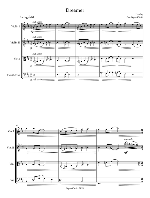 Dreamer (Arr. Nyan Canto) - Laufey (String Quartet)