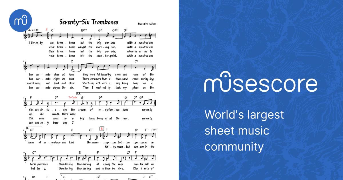 Seventy Six Trombones (Lead sheet with lyrics ) Sheet Music with Chords ...