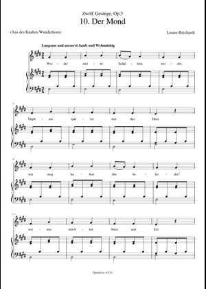 Reichardt, Louise - Zwölf Gesänge, Op.3, No.10 - Der Mond Sheet
