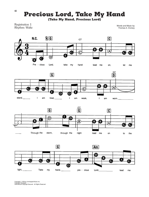 Precious Lord, Take My Hand (Take My Hand, Precious Lord) - Thomas A Dorsey (E-Z Play Today)