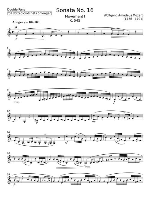 Sonata no 16 - Wolfgang Amadeus Mozart