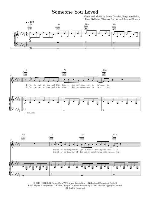 Someone you loved - Lewis Capaldi (Piano-Voice-Guitar)