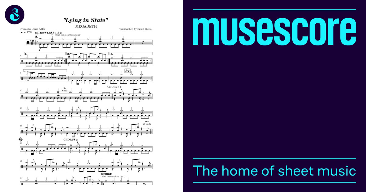 Lying in State - Megadeth (Drum Set) Sheet Music for Drum group