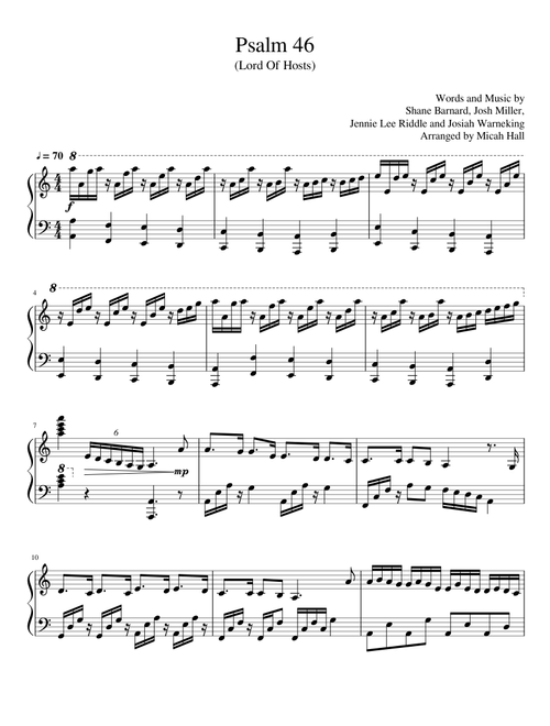 Psalm 46 (Lord Of Hosts) - Shane & Shane - Piano Solo