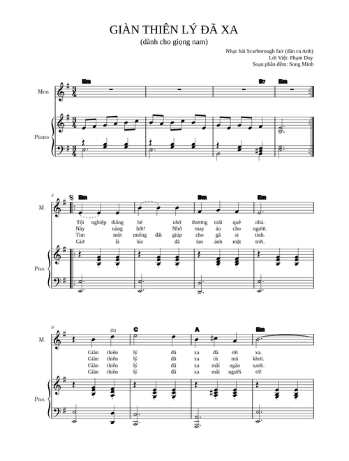 Giàn Thiên Lý Đã Xa - Nhạc bài Scarborough fair (for male voice)