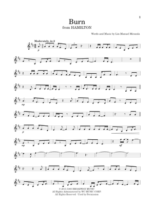 Play Official version of Burn Sheet Music by Lin-Manuel Miranda for ...