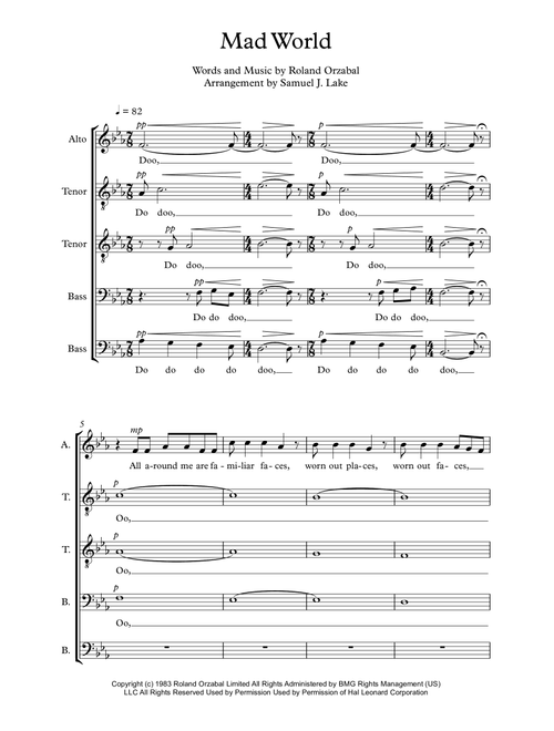 Mad World (Arr. Samuel J. Lake) - Adam Lambert (Small Ensemble)