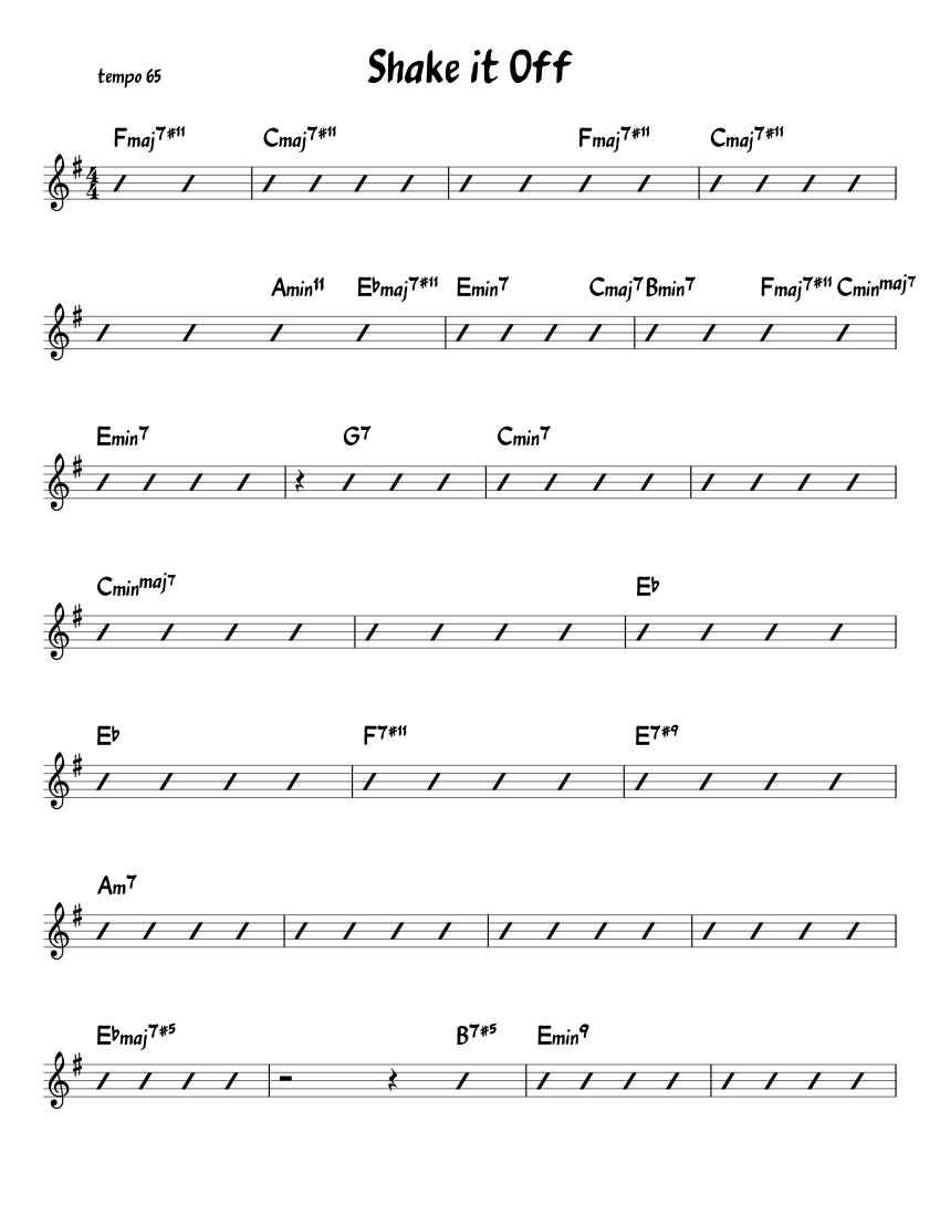 Shake It Off - Taylor Swift Sheet Music with Chords for Piano (Solo) | MuseScore.com