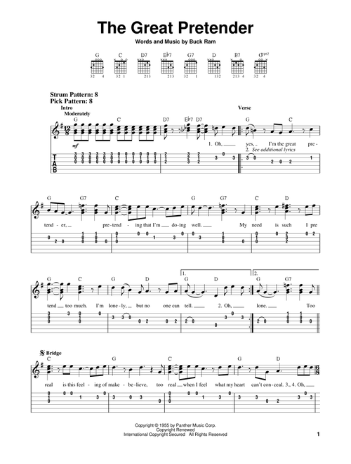 The Great Pretender - The Platters (Easy Guitar with TAB)
