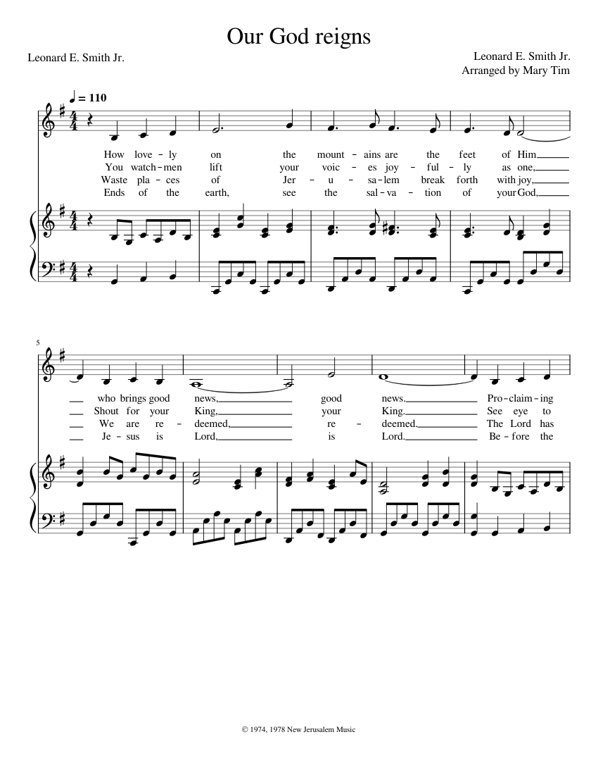 Our God reigns - Leonard E. Smith Jr. Sheet Music for Piano, Vocals ...