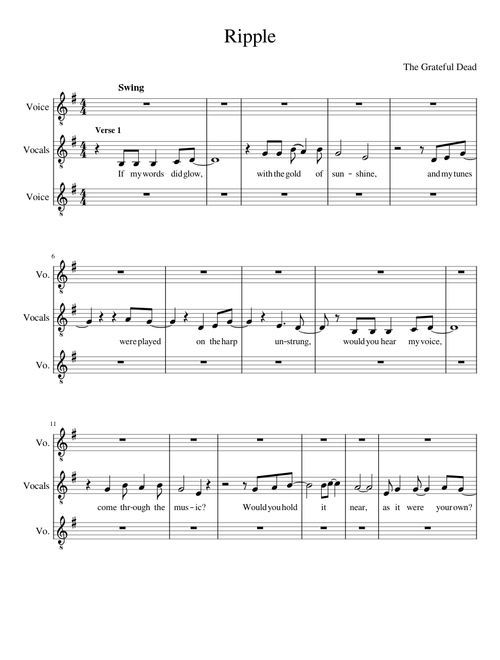Ripple (voices only, verbatim from studio recording of Grateful Dead)