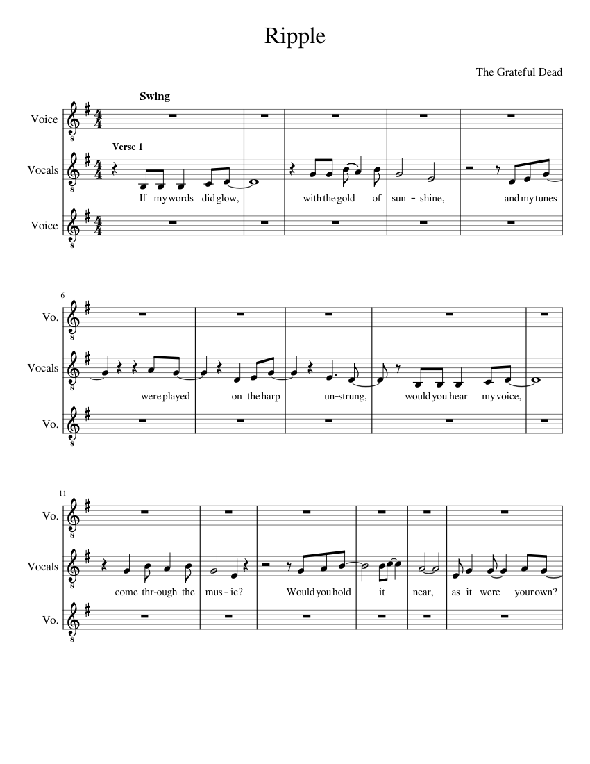 Ripple (voices only, verbatim from studio recording of Grateful Dead ...