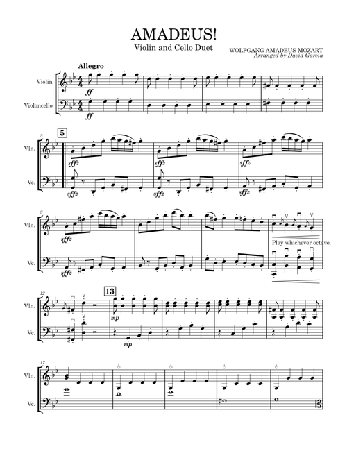 Symphony No.25 in G minor K183 – Wolfgang Amadeus Mozart (VIOLIN AND CELLO DUET)
