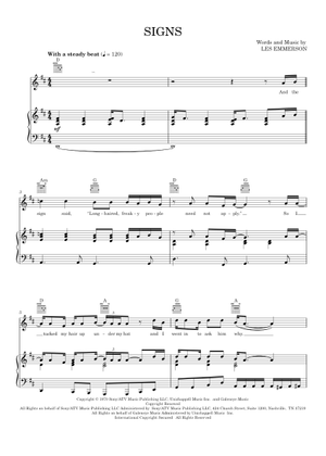 Play Official version of Signs Sheet Music by Tesla Five Man
