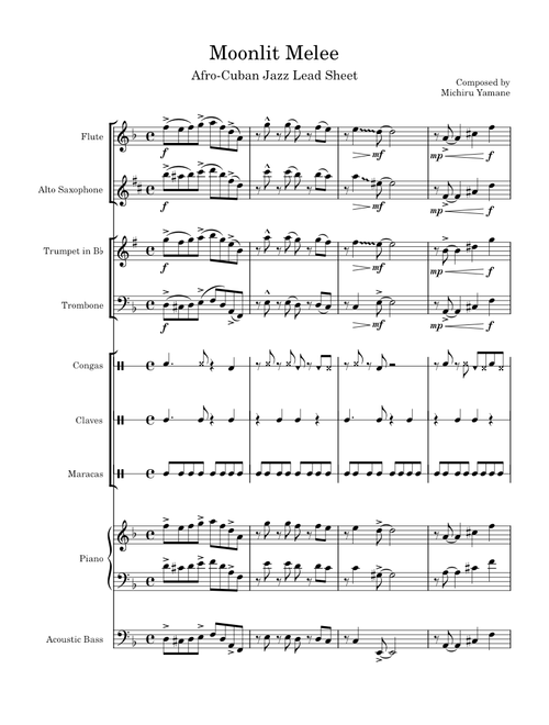 Moonlit Melee (Skullgirls) - Afro-Cuban Jazz (Lead Sheet Format)