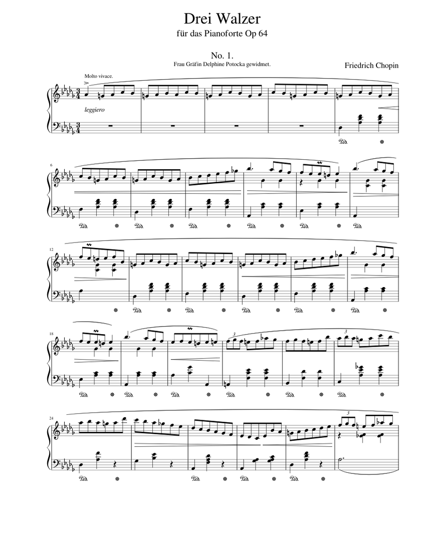 Chopin Drei Walzer Op 64 No. 1 Sheet Music for Piano (Solo