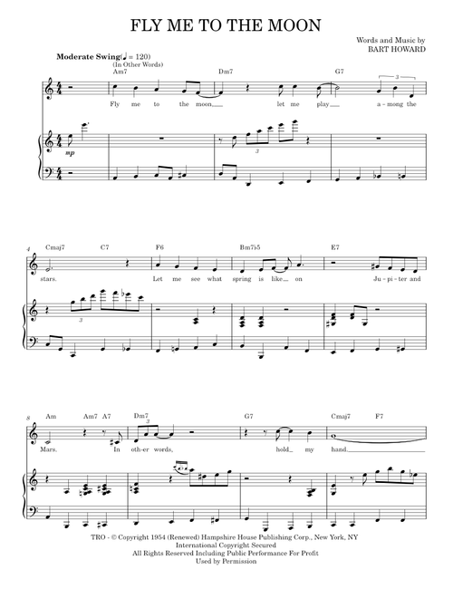 Fly Me To The Moon (In Other Words) - Come Fly Away Musical, Frank Sinatra, Tony Bennett (Piano Vocal)