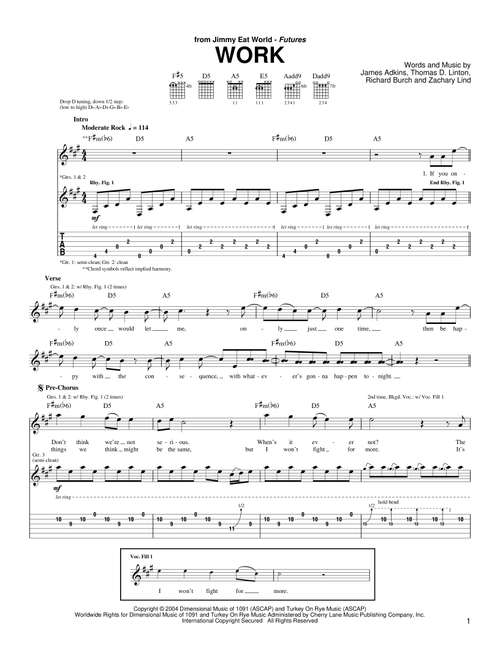 Work - Jimmy Eat World (Guitar Tab)