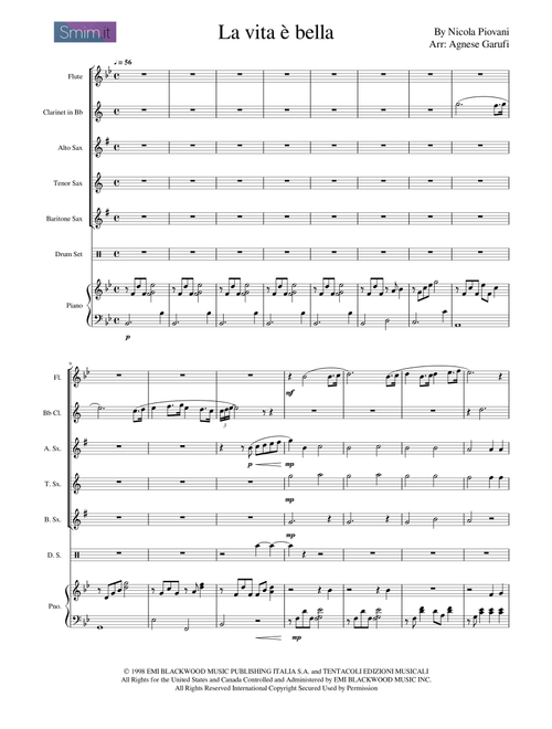 Life Is Beautiful (la Vita E Bella) (Arr. Agnese Garufi) - Nicola Piovani (Large Ensemble)